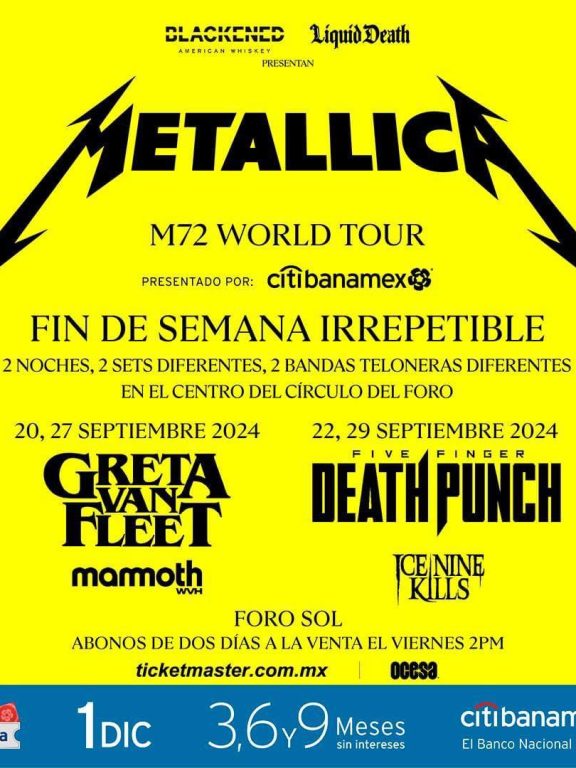 ¿Cuántas veces ha estado Metallica en México?