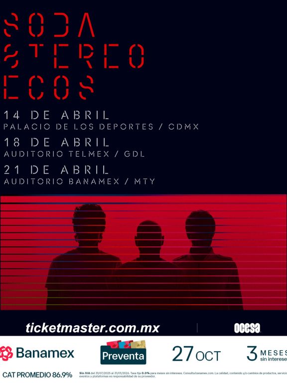 🌌 Ecos 2026: Soda Stereo anuncia su regreso a México con show en vivo y sin reemplazos